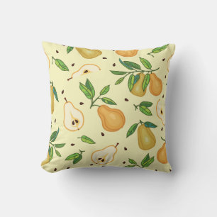 Coussin Fruits de poires jaunes : Illustration Vintage.