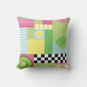 Coussin Fruits d'été colorés pastèque kiwi pop