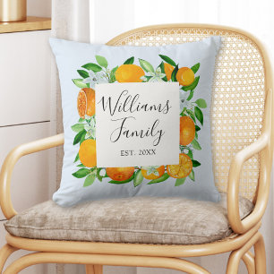 Coussin Fruits et fleurs orange Floral botanique d'été
