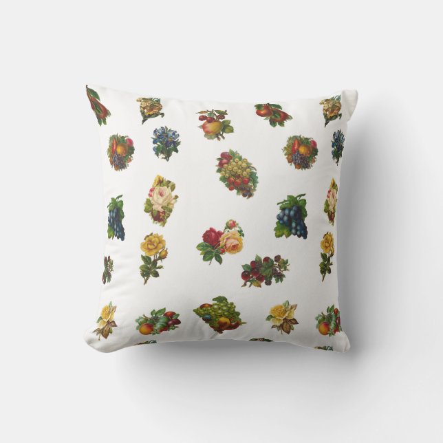 Coussin Fruits et fleurs vintages (Recto)