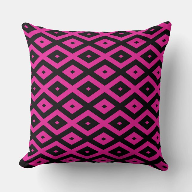 Coussin Fuchsia et motif de diamants noirs (Recto)