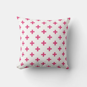 Coussin Fuchsia polka croise sur blanc