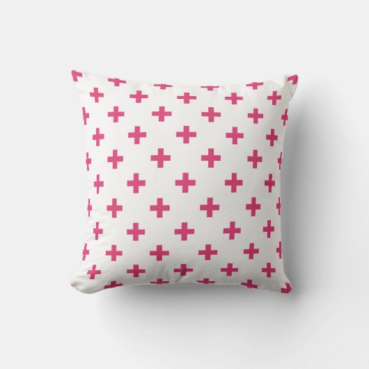 Coussin Fuchsia polka croise sur blanc (Recto)