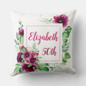 Coussin Fuchsia rose élégant - Fleurs 50e anniversaire  (Verso)
