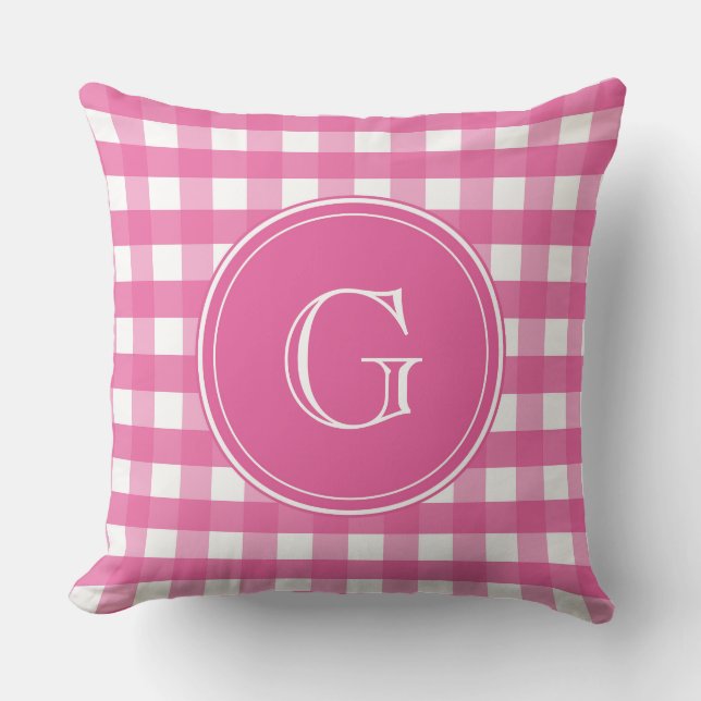 Coussin Fuchsia rose et blanc (Recto)