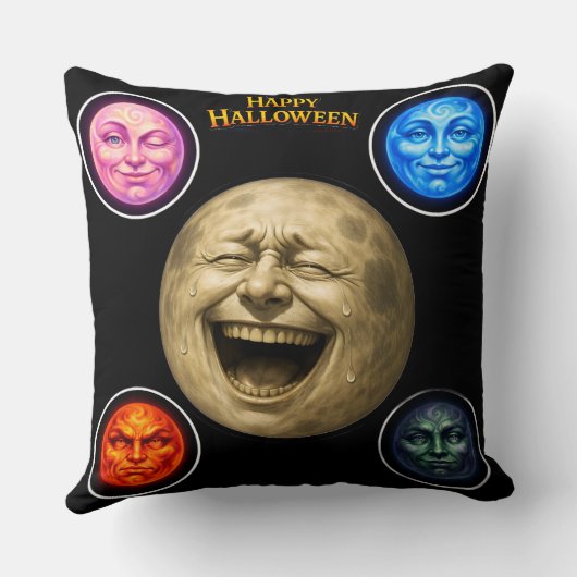 Coussin Full moon happy Halloween elemental throw pillow d (Verso)