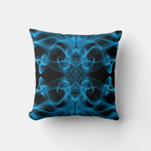 Coussin Fumée Bleue Éthérée Art Abstrait