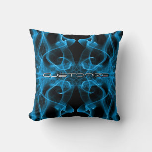 Coussin Fumée Bleue Lunatique Art Abstrait Personnalisé