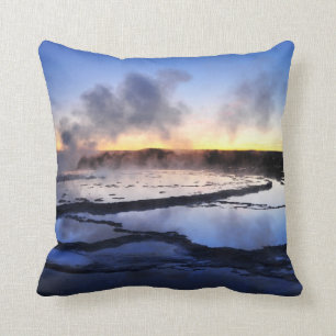 Coussin Fumée de geyser au coucher du soleil