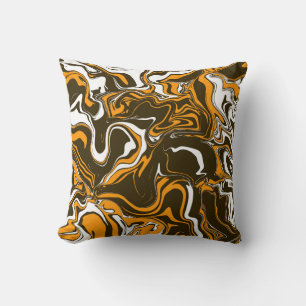 Coussin Fumée marbrée Brown, orange et blanche de la récol