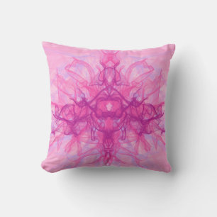 Coussin FUMÉE ROSE - Art fractal moderne et abstrait -