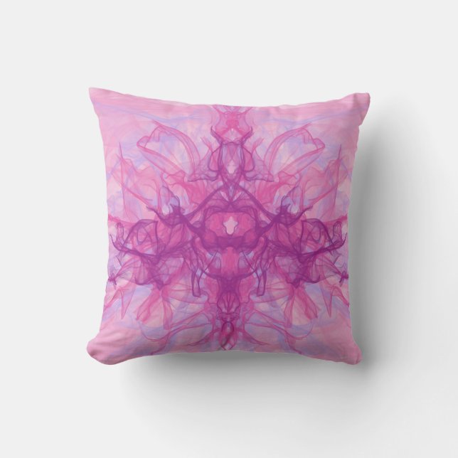 Coussin FUMÉE ROSE - Art fractal moderne et abstrait - (Recto)