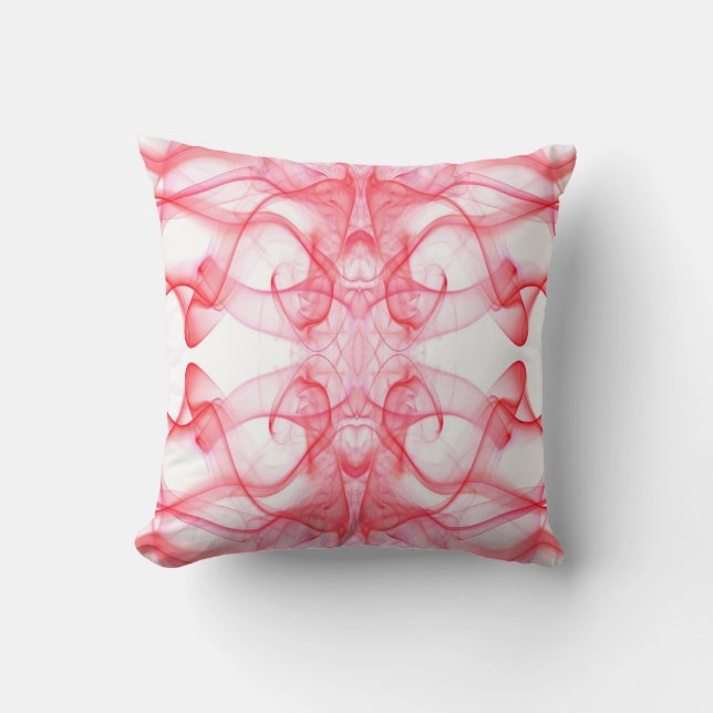 Coussin Fumée Rouge Abstrait Minimaliste Symétrique (Recto)
