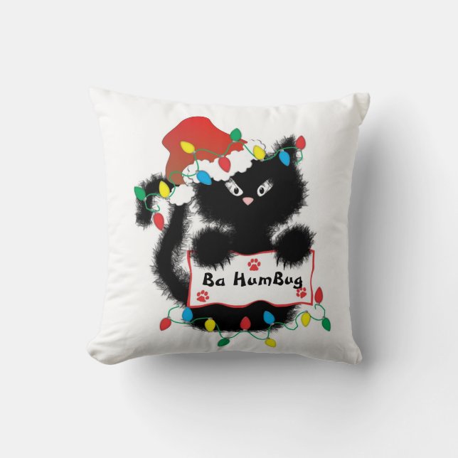 Coussin fumiste de Noël de Ba mignon de chat noir (Recto)