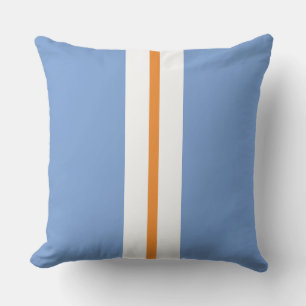 Coussin Fun Bleu Léger Bleu Fin Orange Blanc Stripes De Co