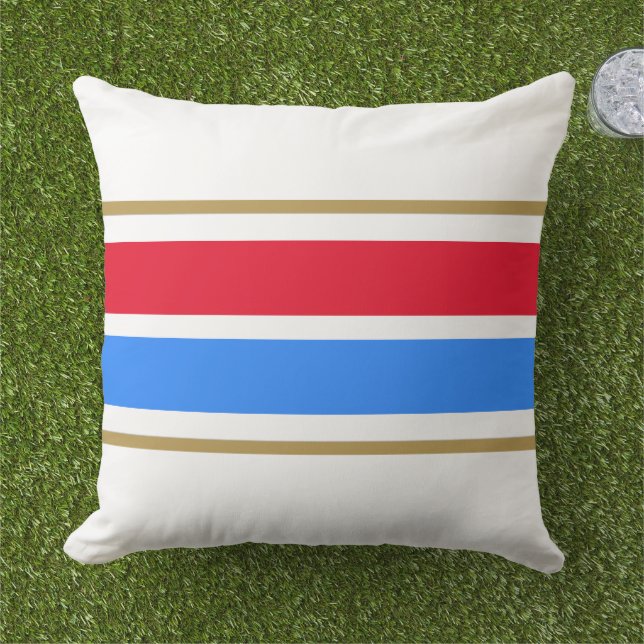 Coussin Fun Bright Rouge Bleu Blanc Brown Stripes de cours (Herbe)