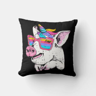 Coussin Fun Cochon Porcelet Licorne Corne Lunettes Mignon 