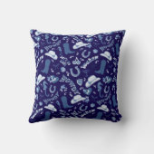 Coussin Fun Dark Navy Blue Coastal Cowgirl Motif (Verso)