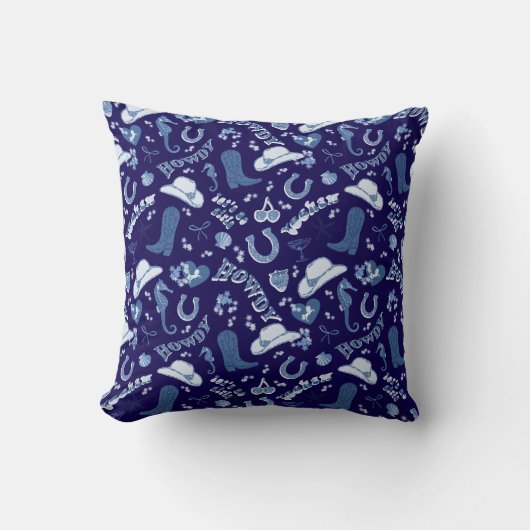 Coussin Fun Dark Navy Blue Coastal Cowgirl Motif (Recto)
