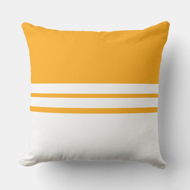 Coussin Fun Golden Yellow White Color Block Racing Stripes (Recto)