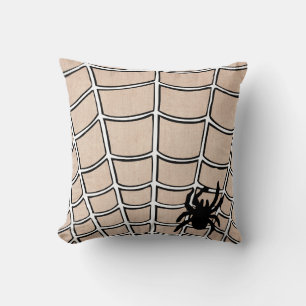Coussin Fun Halloween Spider avec Web Burlap