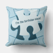 Coussin Fun Jigsaw Puzzle "I’m the birthday piece!" Blue (Recto)