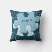 Coussin Fun Jigsaw Puzzle Kids Birthday "Fit for 5!" Blue (Verso)