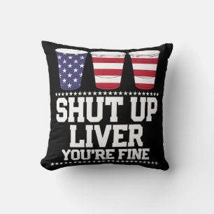 Coussin Fun Juillet 4 FERMETURE LIVER VOUS ÊTES FINE Tasse