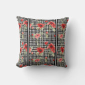 Coussin Fun noir Rose Trellis Design avec bande (Recto)