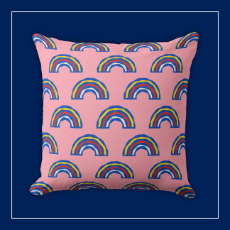 Coussin Fun Retro 80s Couleur primaire arc-en-ciel sur ros