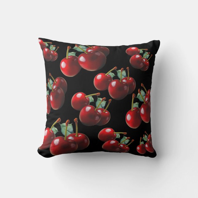 Coussin Fun Retro chic cerises rouges (Recto)