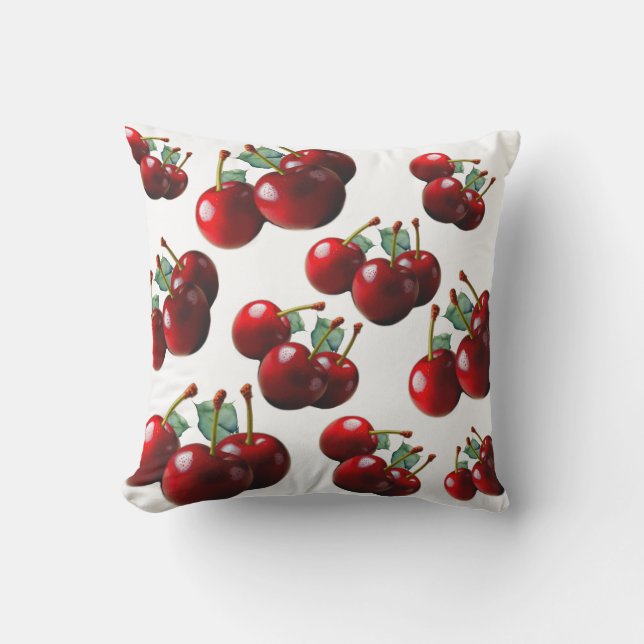 Coussin Fun Retro chic cerises rouges (Recto)