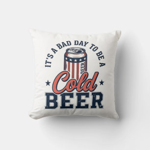 Coussin Fun T-Shirt Patriotique Bière Froide Vintage Vecto