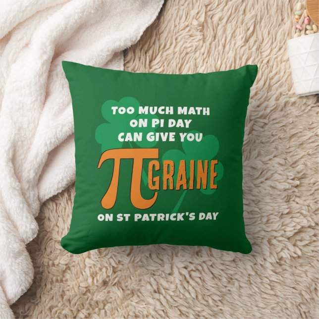 Coussin Fun Too Much Math Pi Day St Patricks Day (Couverture)