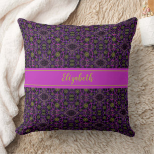 Coussin Fun violet Motif Monogramme