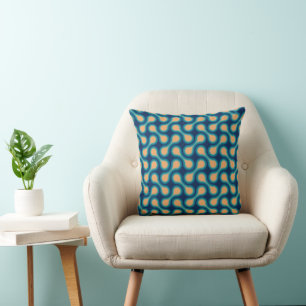 Coussin Funky 1970 Metaball Graphic Circle Barbell Blue