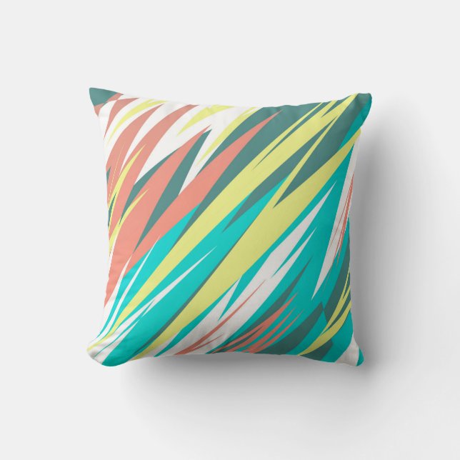 Coussin Funky Abstrait Art Pastel Turquoise Blanc (Recto)