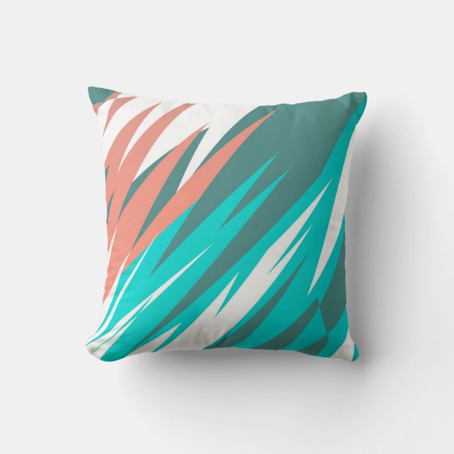 Coussin Funky Abstrait Art Pastel Turquoise Blanc (Recto)