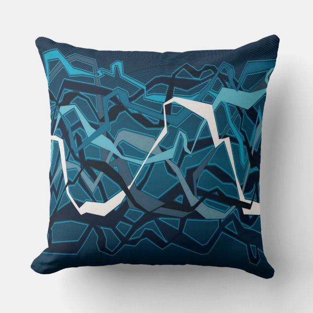 Coussin Funky Abstrait Waves Blue (Recto)