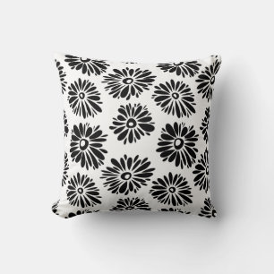 Coussin Funky Black et blanc floral