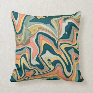 Coussin Funky Gras Coloré Artsy Marble Swirl Ebru