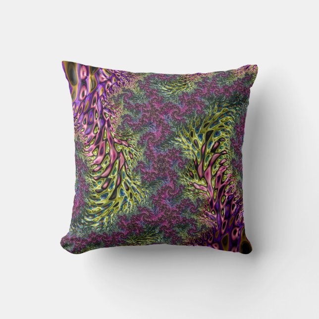 Coussin Funky Groovy Abstrait Numérique Art Fractal (Recto)