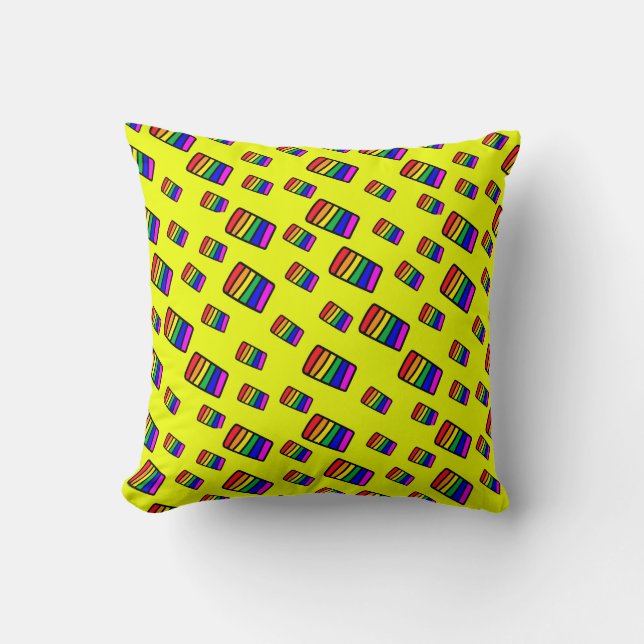 Coussin Funky Neon Rainbow Block Motif (Recto)