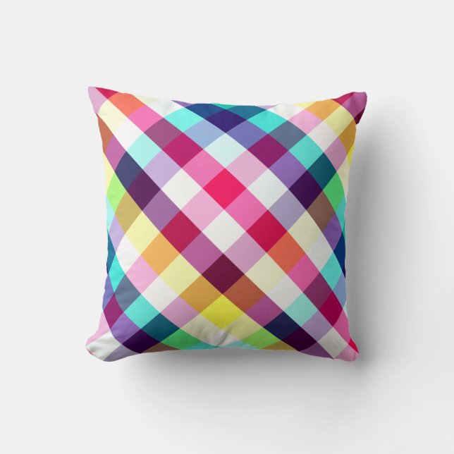 Coussin Funky Rainbow Plaid Motif Jeu d'oreiller (Recto)