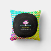 Coussin Funky Retro Vinyl Record Thème Mariage Cadeau (Recto)