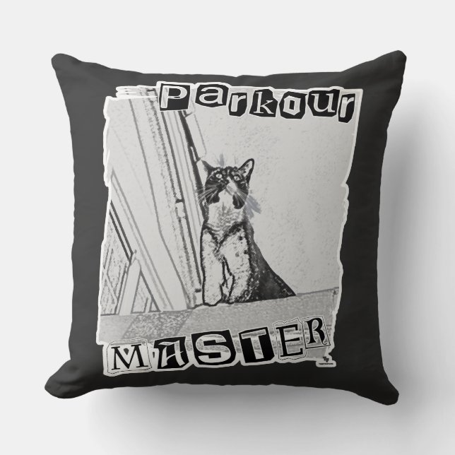 Coussin Funny Active Parkour Master Punk Kitty Design (Recto)