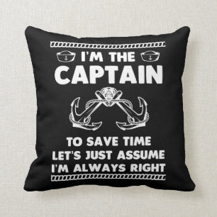 Coussin Funny Boat Captain Humour Plaisanterie de plaisanc