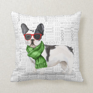 Coussin Funny Boston Terrier Aquarelle Noël