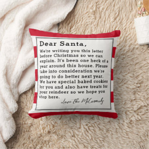 Coussin Funny Chère Père Noël Lettre Noël Famille de Noël