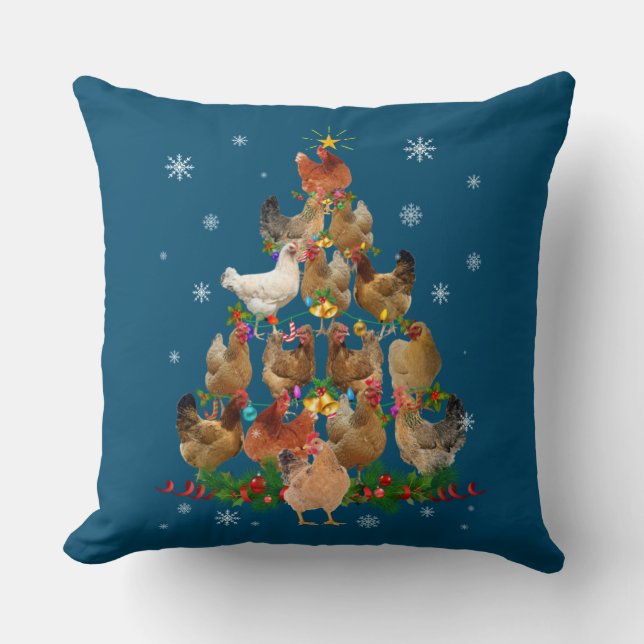Coussin Funny Chicken Christmas Tree Pet Chicken Lover (Recto)